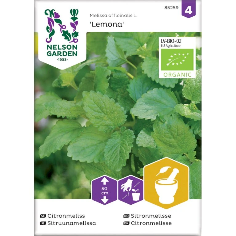 Citronmelisse 'Lemona' Øko Melissa Officinalis L. 'Lemona' Frøpose, Antal Pr. Pakke, Ca. 75 Stk. 3 Citronmelisse 'Lemona' Øko Melissa Officinalis L. 'Lemona' Frøpose, Antal Pr. Pakke, Ca. 75 Stk.