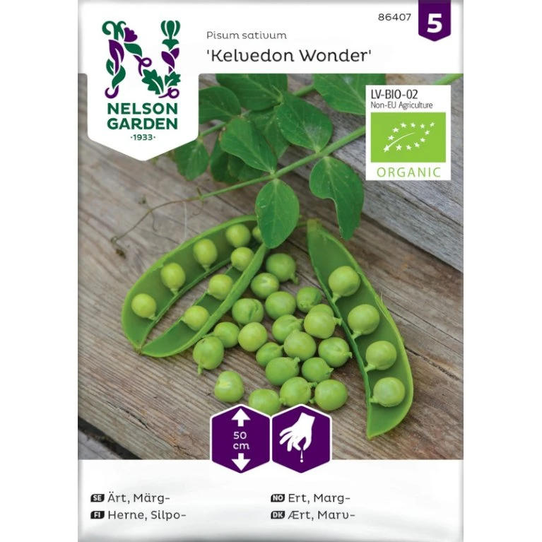 Lav Marvært 'Kelvedon Wonder' Øko Pisum Sativum 'Kelvedon Wonder' Frøpose, Antal Pr. Pakke, Ca. 50 Stk. 3 Lav Marvært 'Kelvedon Wonder' Øko Pisum Sativum 'Kelvedon Wonder' Frøpose, Antal Pr. Pakke, Ca. 50 Stk.